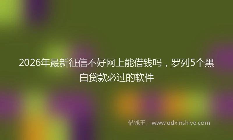 2026年最新征信不好网上能借钱吗，罗列5个黑白贷款必过的软件