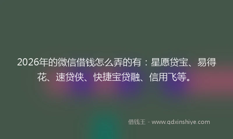 2026年的微信借钱怎么弄的有：星愿贷宝、易得花、速贷侠、快捷宝贷融、信用飞等。