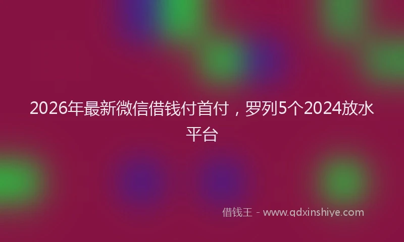 2026年最新微信借钱付首付，罗列5个2024放水平台