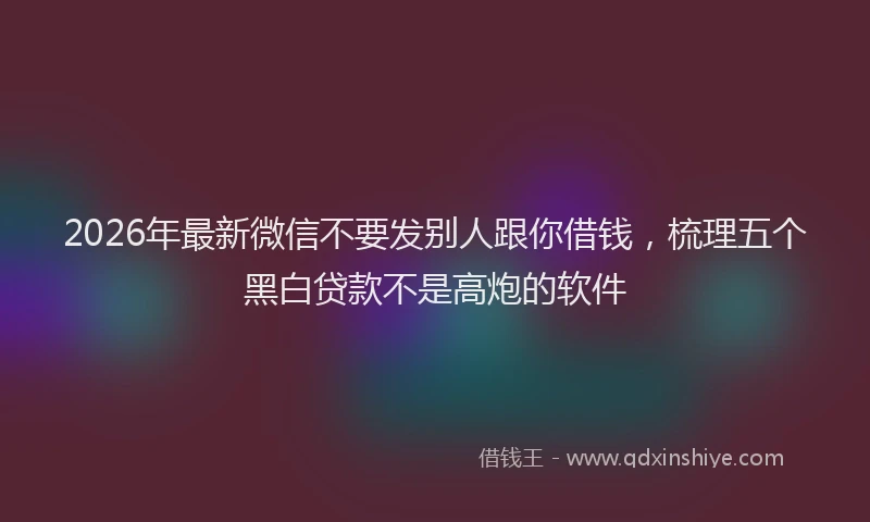 2026年最新微信不要发别人跟你借钱，梳理五个黑白贷款不是高炮的软件