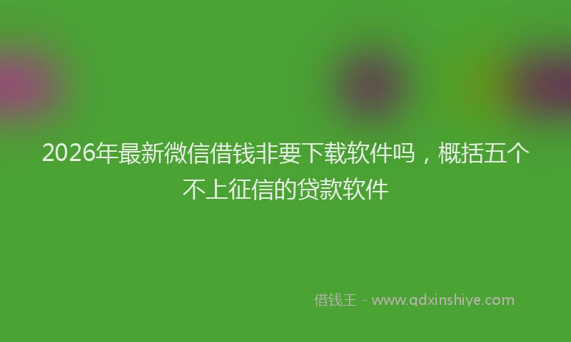 2026年最新微信借钱非要下载软件吗，概括五个不上征信的贷款软件