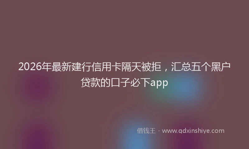 2026年最新建行信用卡隔天被拒，汇总五个黑户贷款的口子必下app
