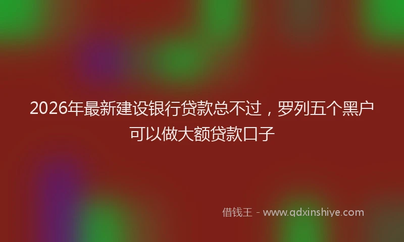 2026年最新建设银行贷款总不过，罗列五个黑户可以做大额贷款口子