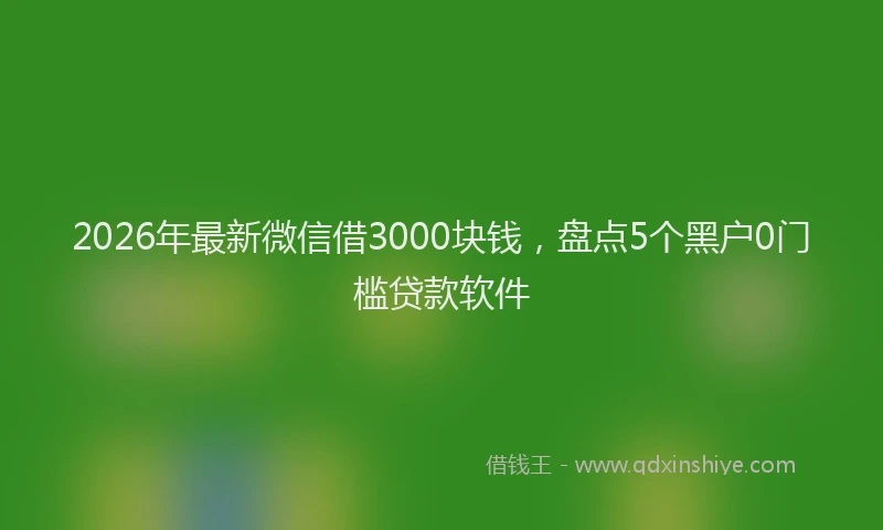 2026年最新微信借3000块钱，盘点5个黑户0门槛贷款软件
