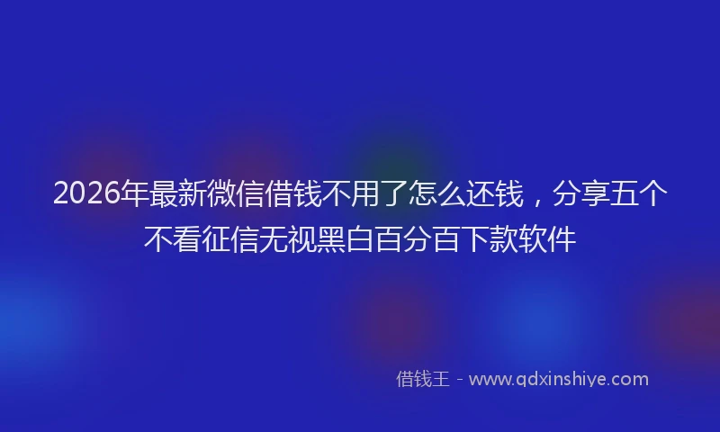 2026年最新微信借钱不用了怎么还钱，分享五个不看征信无视黑白百分百下款软件