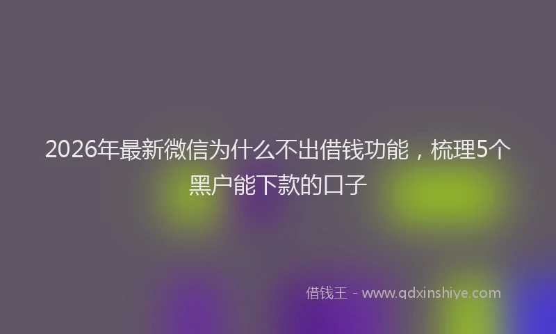 2026年最新微信为什么不出借钱功能，梳理5个黑户能下款的口子