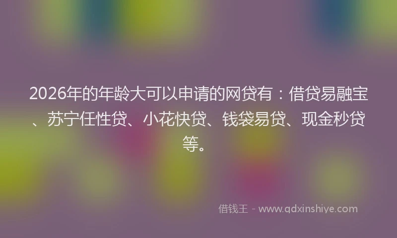 2026年的年龄大可以申请的网贷有：借贷易融宝、苏宁任性贷、小花快贷、钱袋易贷、现金秒贷等。