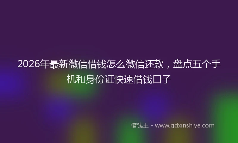 2026年最新微信借钱怎么微信还款，盘点五个手机和身份证快速借钱口子