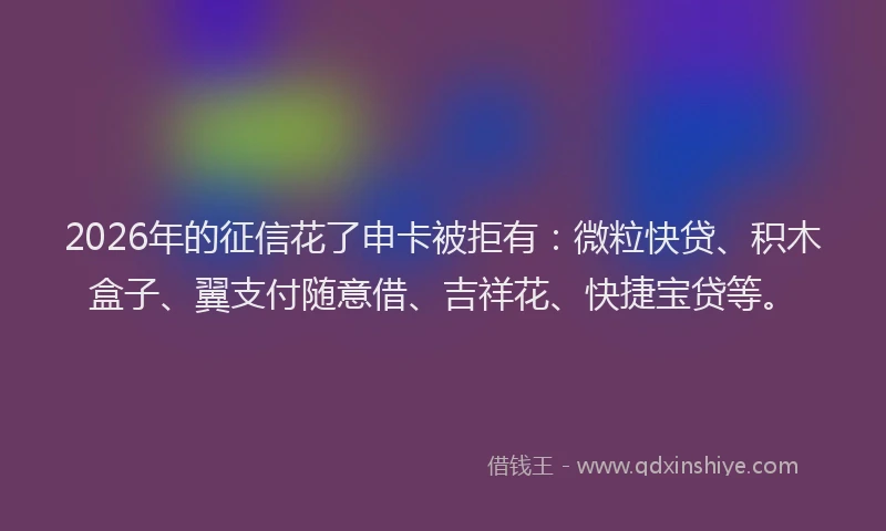 2026年的征信花了申卡被拒有：微粒快贷、积木盒子、翼支付随意借、吉祥花、快捷宝贷等。