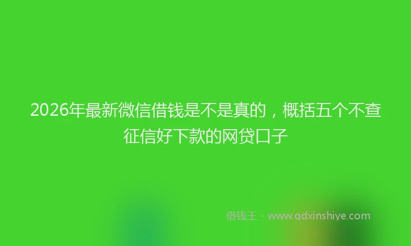 2026年最新微信借钱是不是真的，概括五个不查征信好下款的网贷口子