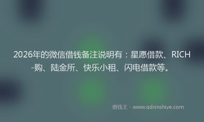 2026年的微信借钱备注说明有：星愿借款、RICH-购、陆金所、快乐小租、闪电借款等。