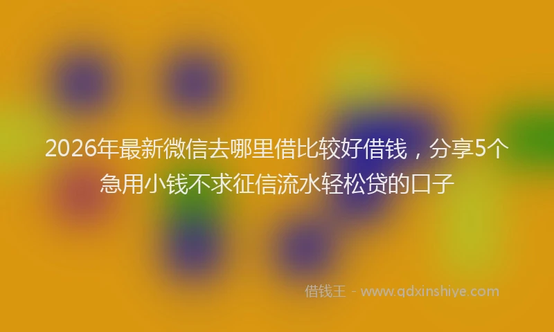 2026年最新微信去哪里借比较好借钱，分享5个急用小钱不求征信流水轻松贷的口子