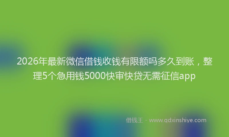 2026年最新微信借钱收钱有限额吗多久到账，整理5个急用钱5000快审快贷无需征信app