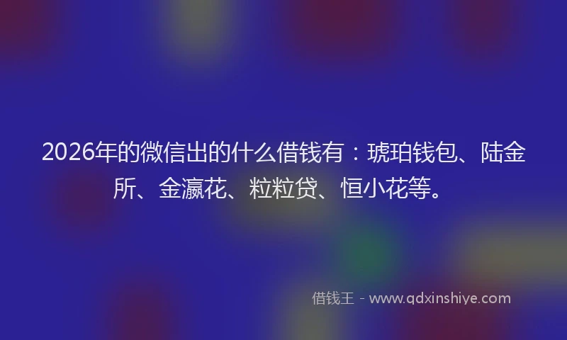 2026年的微信出的什么借钱有：琥珀钱包、陆金所、金瀛花、粒粒贷、恒小花等。