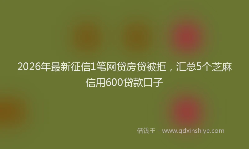 2026年最新征信1笔网贷房贷被拒，汇总5个芝麻信用600贷款口子