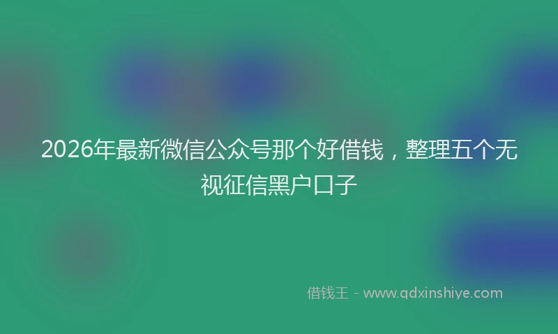 2026年最新微信公众号那个好借钱，整理五个无视征信黑户口子