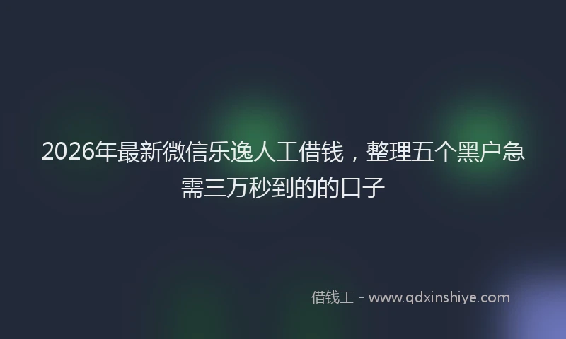 2026年最新微信乐逸人工借钱，整理五个黑户急需三万秒到的的口子