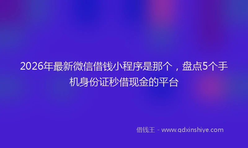2026年最新微信借钱小程序是那个，盘点5个手机身份证秒借现金的平台