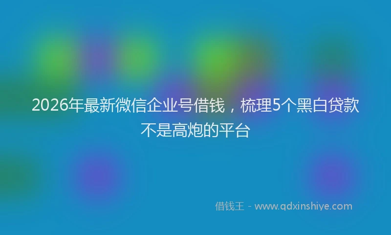 2026年最新微信企业号借钱，梳理5个黑白贷款不是高炮的平台