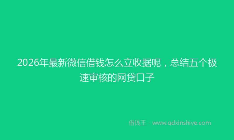 2026年最新微信借钱怎么立收据呢，总结五个极速审核的网贷口子