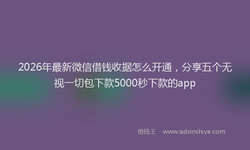 2026年最新微信借钱收据怎么开通，分享五个无视一切包下款5000秒下款的app