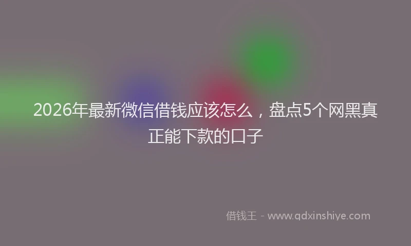 2026年最新微信借钱应该怎么，盘点5个网黑真正能下款的口子