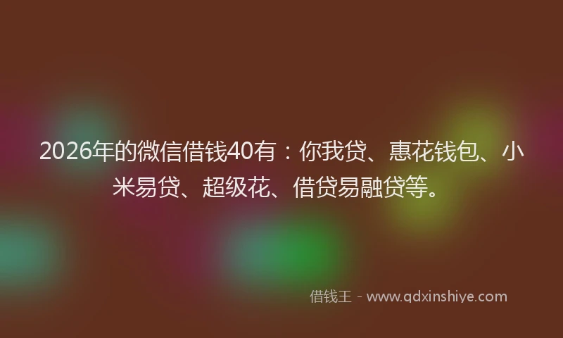 2026年的微信借钱40有：你我贷、惠花钱包、小米易贷、超级花、借贷易融贷等。