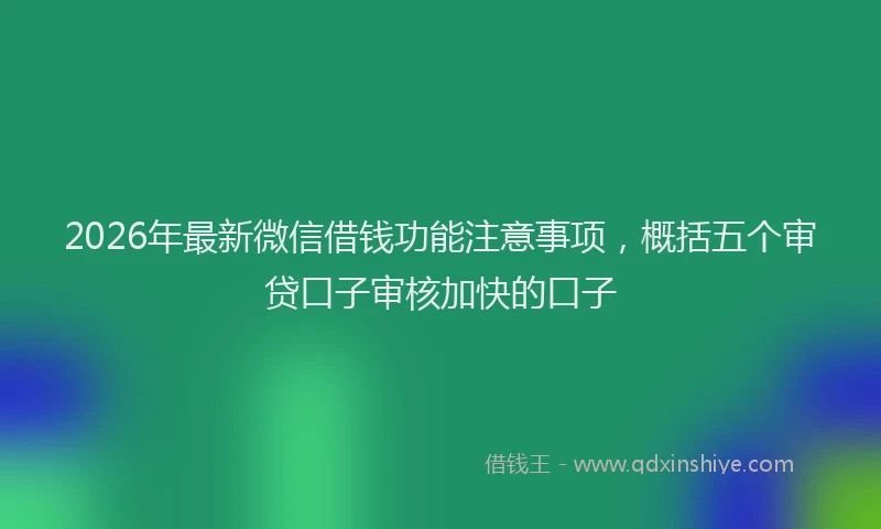 2026年最新微信借钱功能注意事项，概括五个审贷口子审核加快的口子