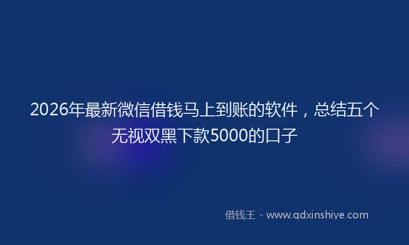 2026年最新微信借钱马上到账的软件，总结五个无视双黑下款5000的口子