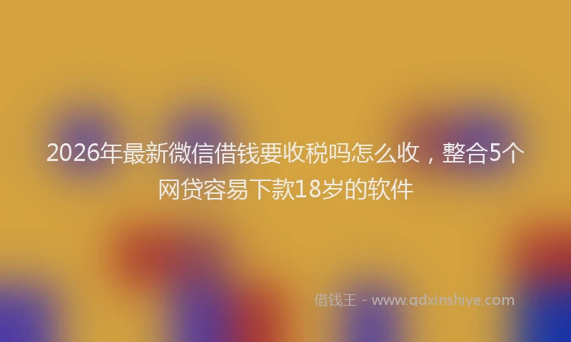 2026年最新微信借钱要收税吗怎么收，整合5个网贷容易下款18岁的软件