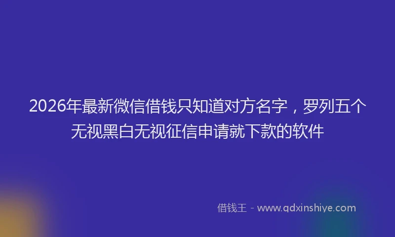 2026年最新微信借钱只知道对方名字，罗列五个无视黑白无视征信申请就下款的软件