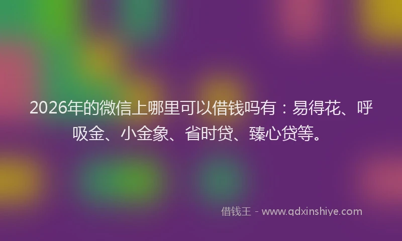 2026年的微信上哪里可以借钱吗有：易得花、呼吸金、小金象、省时贷、臻心贷等。