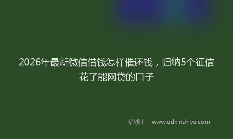 2026年最新微信借钱怎样催还钱，归纳5个征信花了能网贷的口子