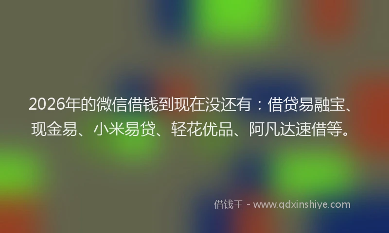 2026年的微信借钱到现在没还有：借贷易融宝、现金易、小米易贷、轻花优品、阿凡达速借等。