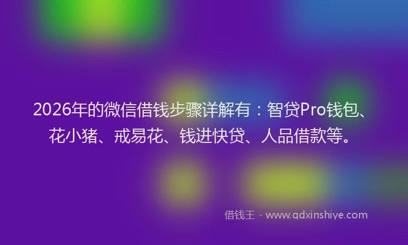 2026年的微信借钱步骤详解有：智贷Pro钱包、花小猪、戒易花、钱进快贷、人品借款等。