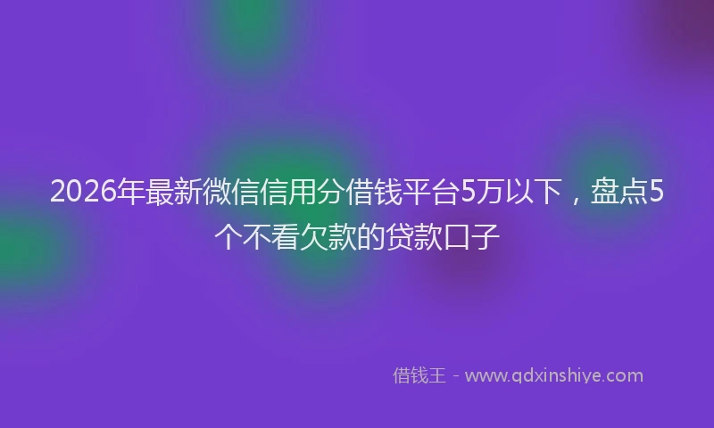 2026年最新微信信用分借钱平台5万以下，盘点5个不看欠款的贷款口子