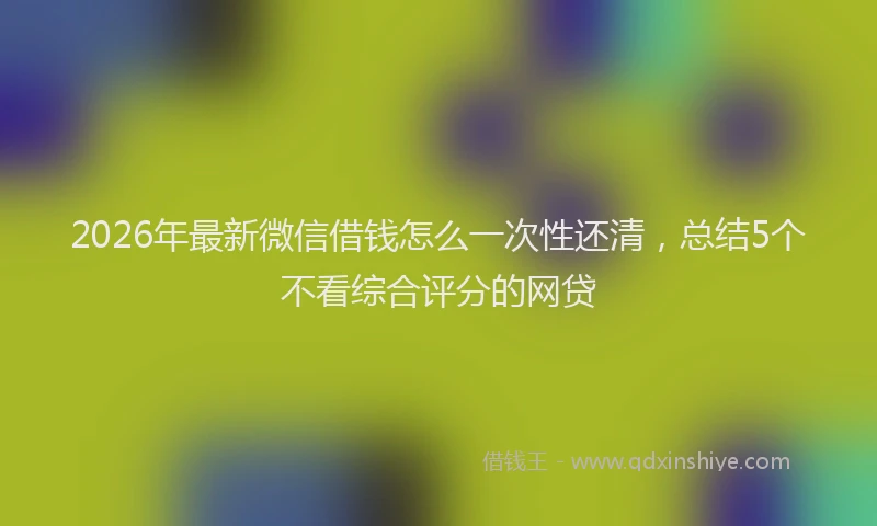 2026年最新微信借钱怎么一次性还清，总结5个不看综合评分的网贷