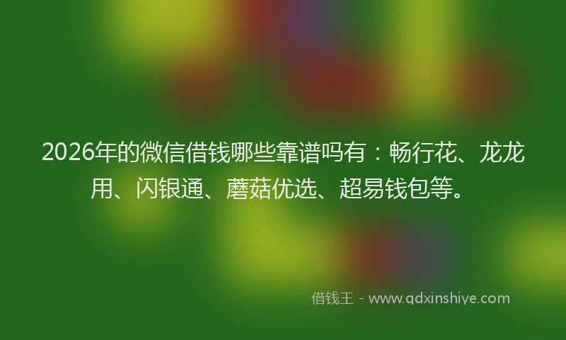 2026年的微信借钱哪些靠谱吗有：畅行花、龙龙用、闪银通、蘑菇优选、超易钱包等。