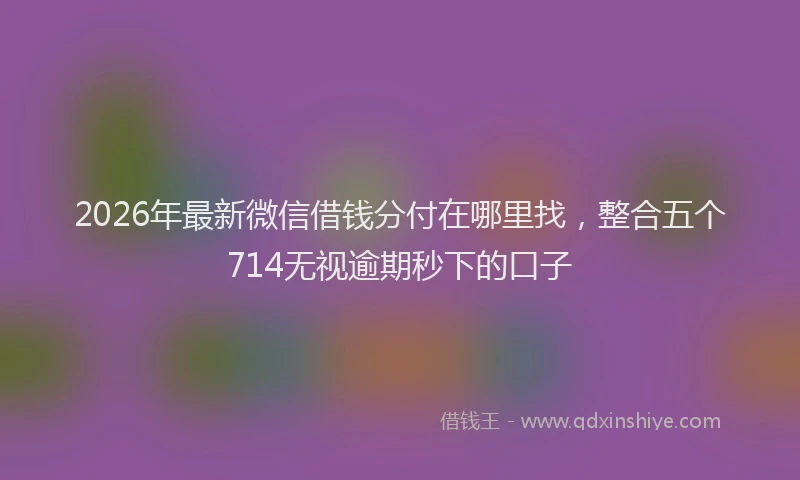 2026年最新微信借钱分付在哪里找，整合五个714无视逾期秒下的口子
