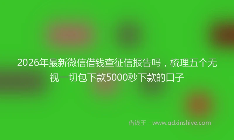 2026年最新微信借钱查征信报告吗，梳理五个无视一切包下款5000秒下款的口子