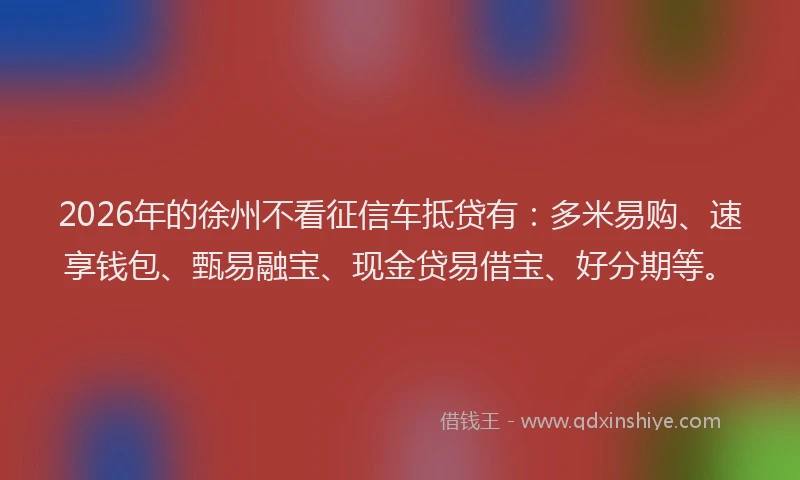 2026年的徐州不看征信车抵贷有：多米易购、速享钱包、甄易融宝、现金贷易借宝、好分期等。