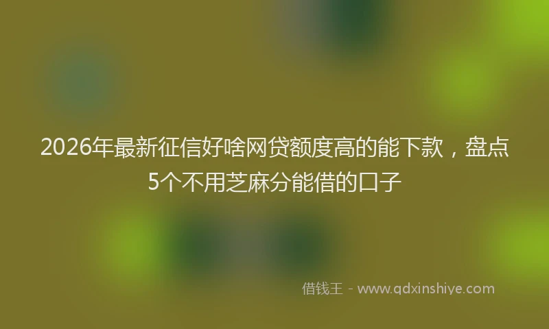 2026年最新征信好啥网贷额度高的能下款，盘点5个不用芝麻分能借的口子