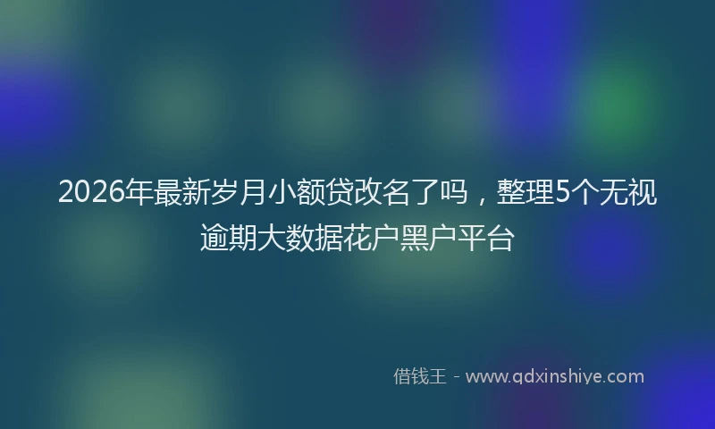 2026年最新岁月小额贷改名了吗，整理5个无视逾期大数据花户黑户平台