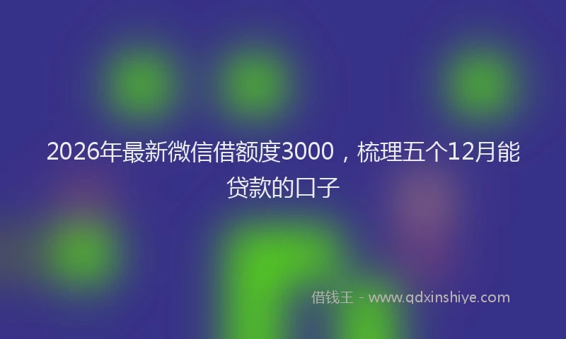 2026年最新微信借额度3000，梳理五个12月能贷款的口子