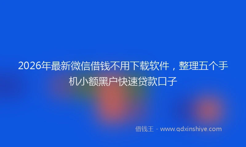 2026年最新微信借钱不用下载软件，整理五个手机小额黑户快速贷款口子