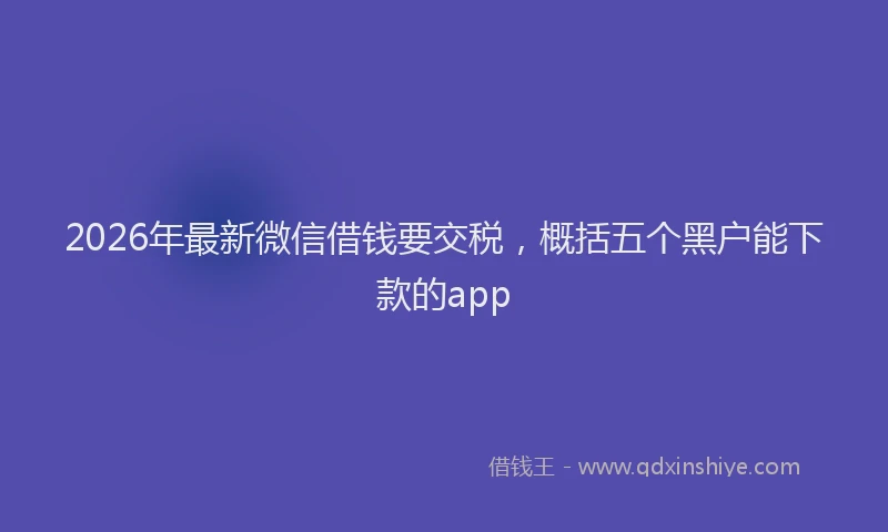 2026年最新微信借钱要交税，概括五个黑户能下款的app