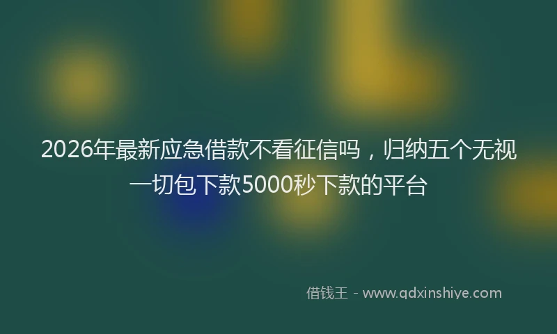2026年最新应急借款不看征信吗，归纳五个无视一切包下款5000秒下款的平台