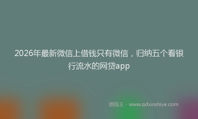 2026年最新微信上借钱只有微信，归纳五个看银行流水的网贷app