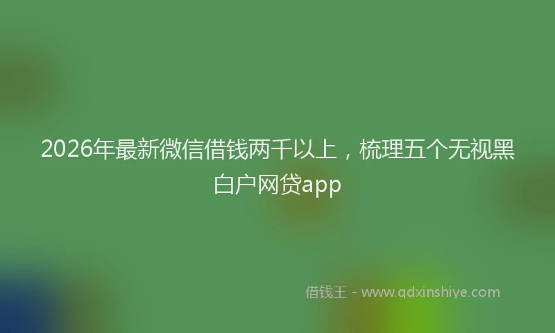 2026年最新微信借钱两千以上，梳理五个无视黑白户网贷app