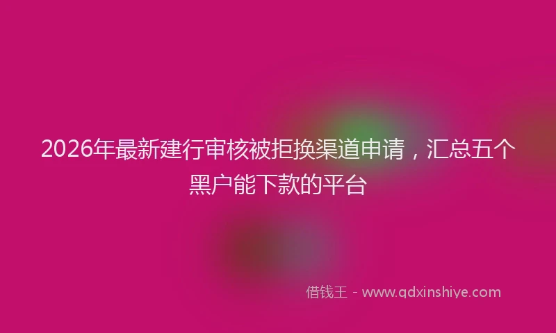 2026年最新建行审核被拒换渠道申请，汇总五个黑户能下款的平台